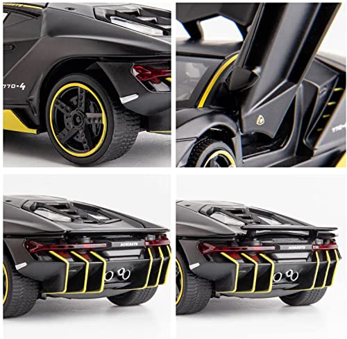 Image of Compatible for 1:32 Lamborghiini LP770 Model Car, Zinc Alloy Pull Back Toy Car with Sound and Light for Kids Boy Girl-Black (Lamborghiini Black)
