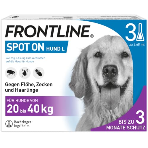 FRONTLINE Spot ON Hund L gegen Zecken, Flöhe & Haarlinge (20 bis 40 kg)