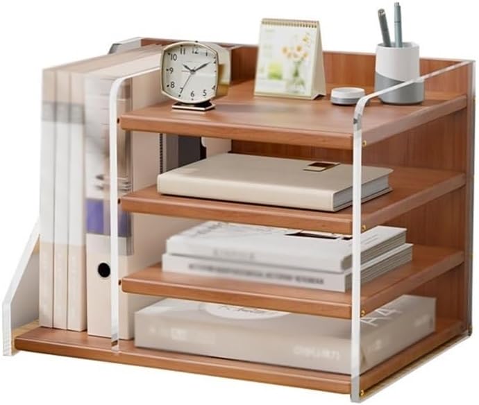 フォルダーオーガナイザー 4段オフィスデスクオーガナイザーレタートレイA4用紙仕分けマガジンファイルホルダー