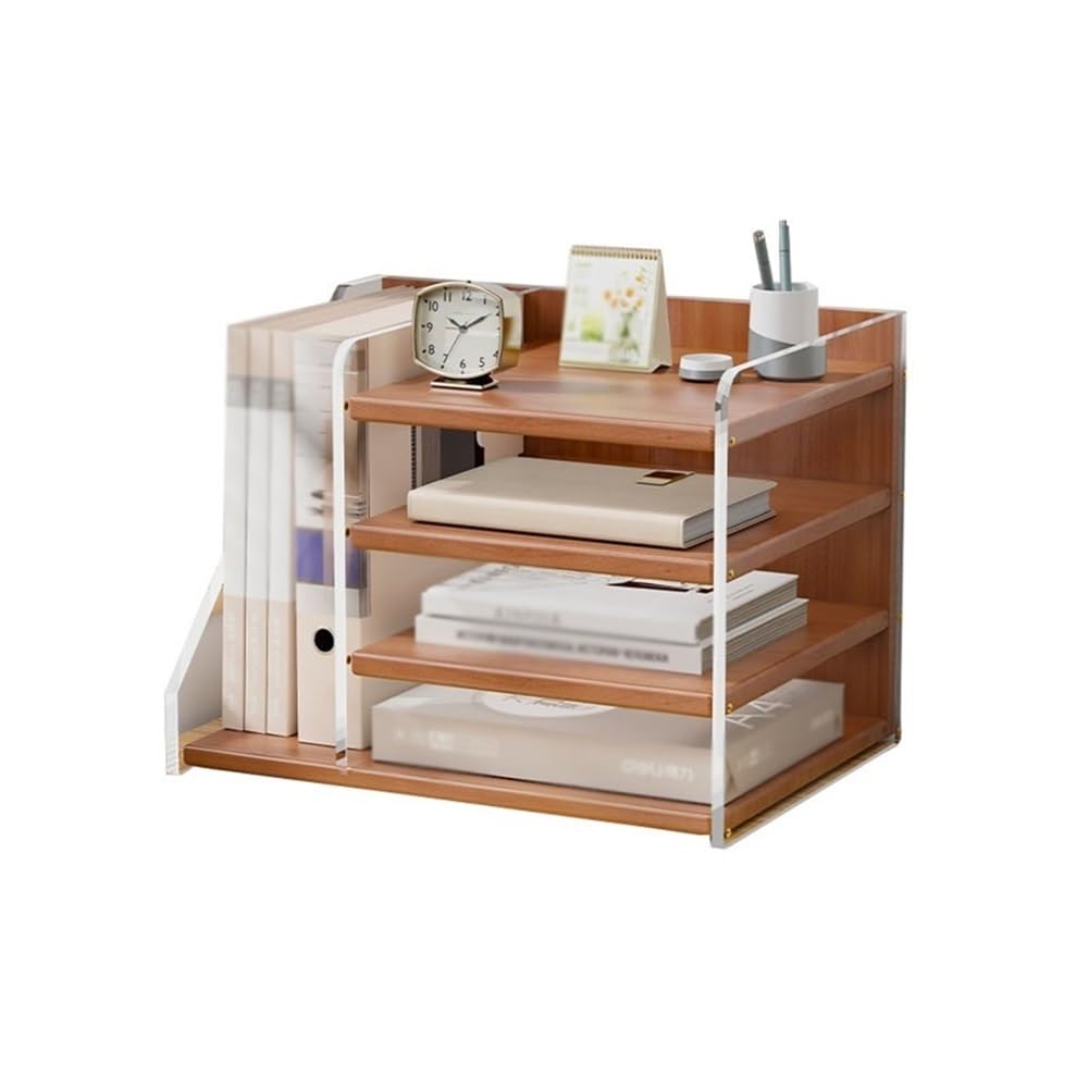 J9V4G6S3B5 Desktop File Rack 4 Tiers Office Desk Organizer Letter Tray A4 Paper Sorter Magazine File Holder