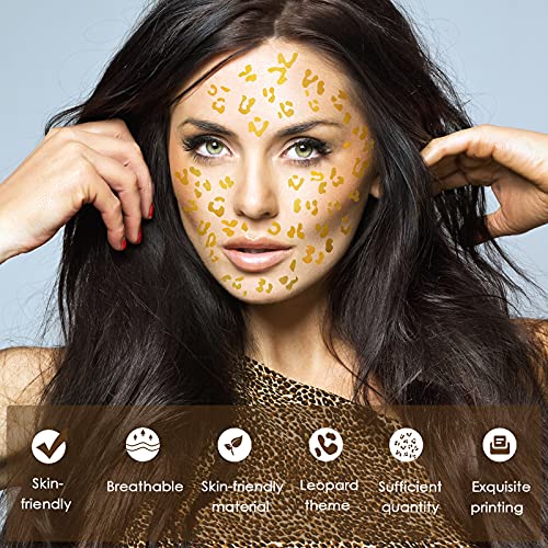 12 Sheet Halloween Cheetah Temporary Tattoo Temporary Leopard Print Temporary Tattoo Gold Leopard Face Decals Gold Temporary Tattoo Stickers Cheetah Accessories For Women Decor #TOP4