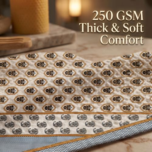 Image of Mafatlal Madhuban Soft & Absorbent Cotton Bath Towel (147x76 cm) | 250 GSM | Lightweight, Quick Dry, Floral Design