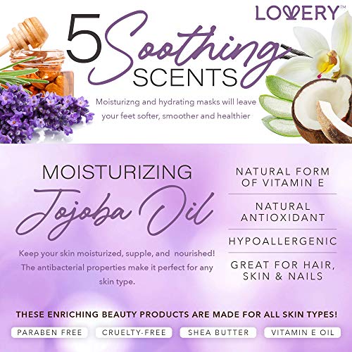 Birthday Gifts Deep Conditioning Foot Masks, 5Pc Exfoliating Foot Peels, Coconut Aloe, Honey, Lavender, Vanilla, Moisturizing Shea Butter & Jojoba Oil, Gifts For Women Men Anniversary Birthday Friend #TOP4