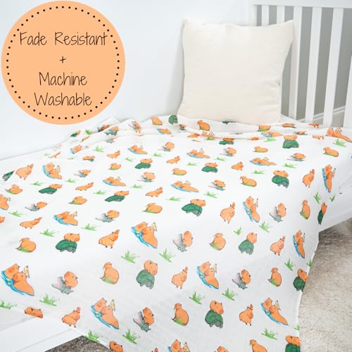 Image of LollyBanks Swaddle Blanket, 100% Cotton Muslin Swaddle Blankets, Neutral Swaddle Blanket 47 x 47 Inches, Baby Blanket for Boys and Girls, Baby Essentials, Registry (Capybara Print)