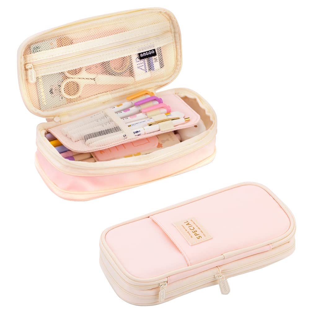 iSuperb Foldable Pencil Case Zipper Big Capacity Aesthetic Canvas Pencil Pouch Compartments Stationery Organizers Pen Bag for Kids Girls Boys Teen