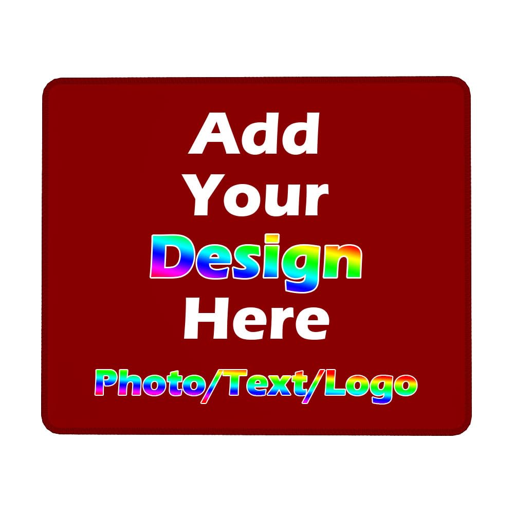 VPALSIEF Custom Mouse Pad with Photo, Personalized Desk Pad with Picture Text Logo Name, Customized Office Mouse Mat Computer Game Mousepad, DarkRed,