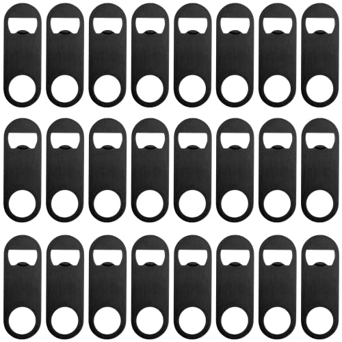 Zcysrlqin 24 Pcs Flat Bottle Opener 3.5 X 1.18 Inches Black Stainless Steel Beer Bottle Openers Heavy Duty Bar Blade Solid Bottle Cap Opener Funny Bartender Bottle Opener For Restaurant Party Supplies #TOP4