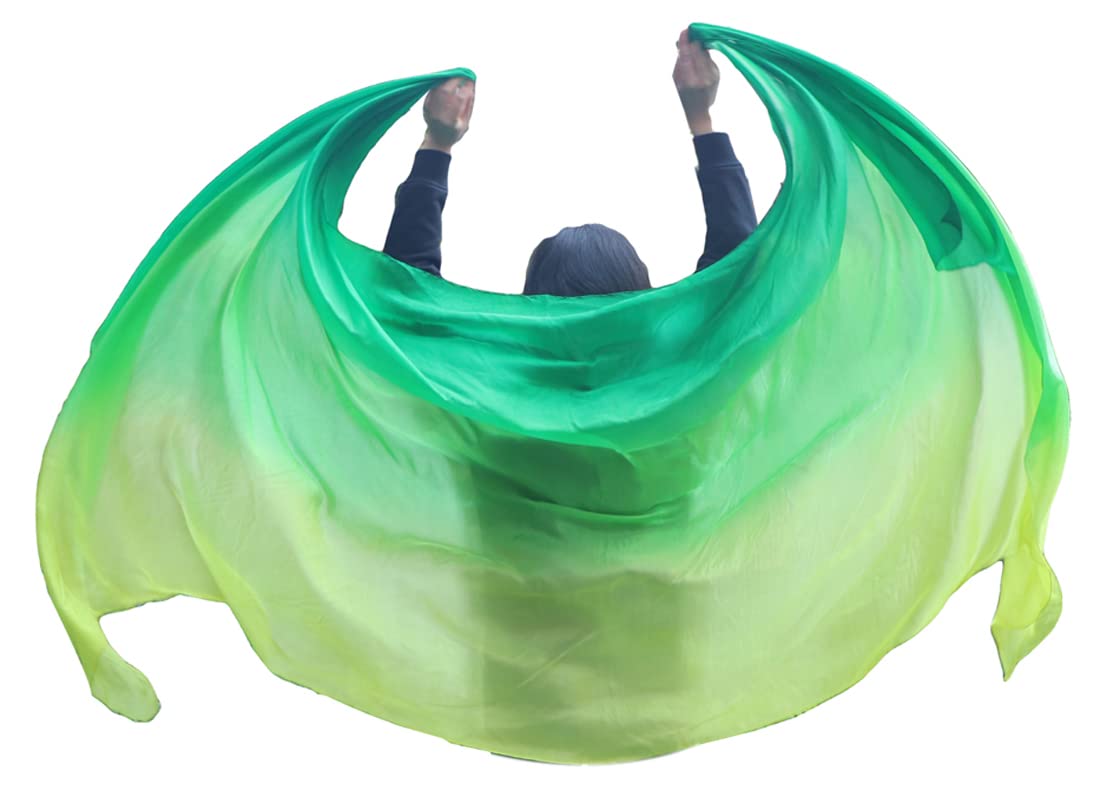 Winged Sirenny 3-Tone Flowy Luxury Bellydance Silk Scarf with Hand Rolled Edges, Lightweight Liquid Oriental Dance Veil