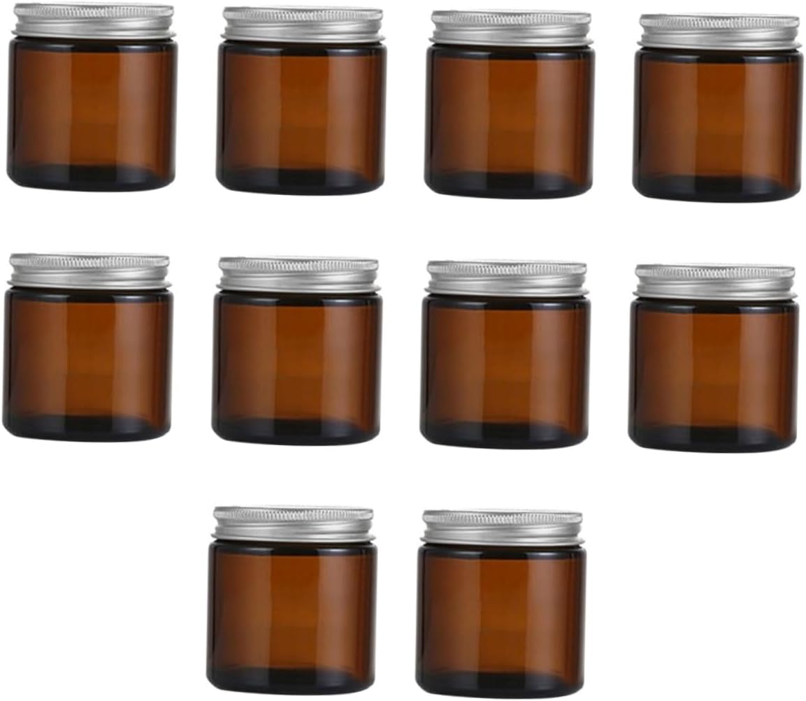 Uonlytech 10pcs Glass Candle Containers with Aluminum Lids for DIY Candle Making Airtight Wax Empty Jars for Home Decor and Aromatherapy