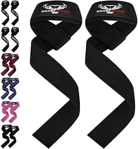 BEAST RAGE Straps for Weightlifting, 18” Heavy Duty Wrist Wraps Weight Lifting Straps Men Women and 4MM Enhance Padded Support Lifters Upto 260lbs. Load Pulling Exercises Workout Aids Cotton Grips