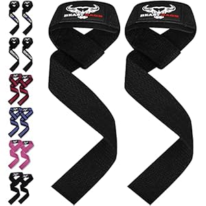 BEAST RAGE Zughilfen für Krafttraining Kreuzheben Gurte Frauen Männer (Gepolstert) Gewichthebergurte Baumwolle Handgelenkstütze Griffe Hantel Bar (Gel Schwarz) (Schwarz)