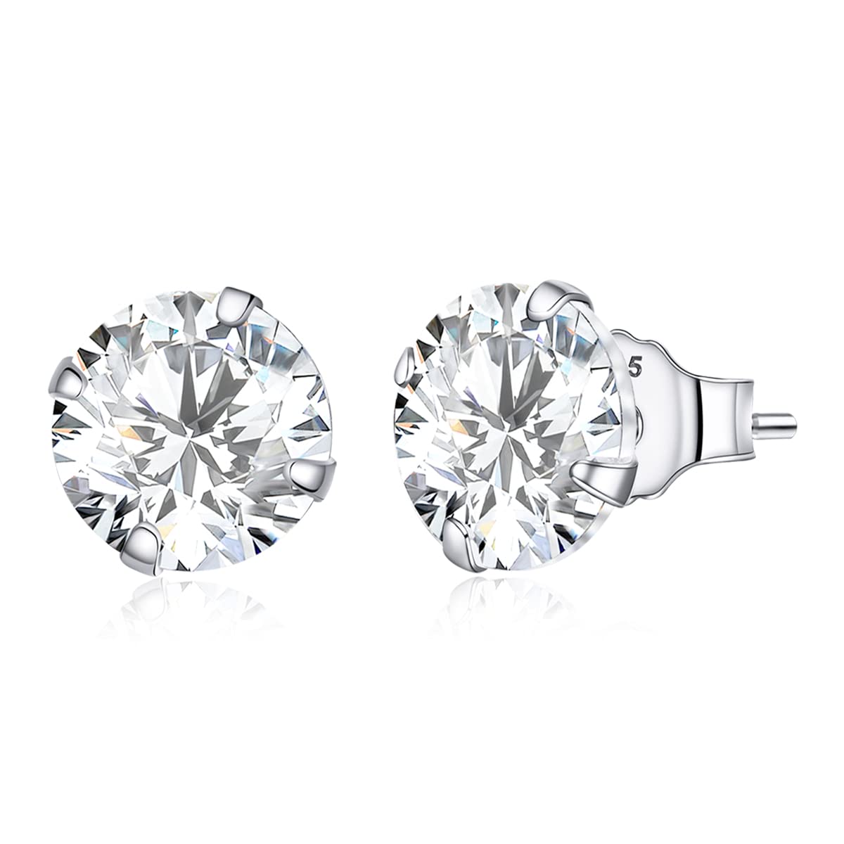 LLXYWJ Collezione Orecchini a Bottone in Argento Sterling Placcato Platino con zirconi cubici con Taglio a Cuscino, Stile Martini a 4 Griffe in Oro Brillante da 7 ct a 4 ct
