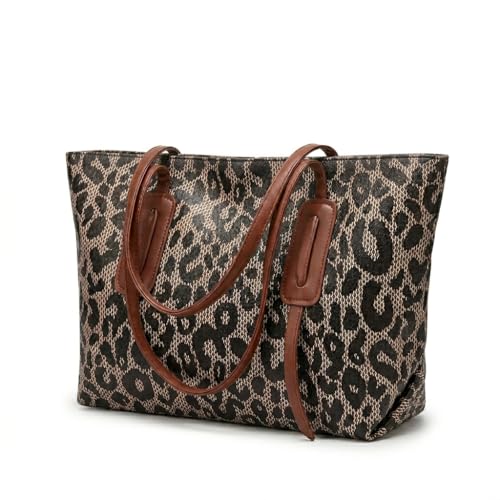Sac Bandoulière Femme Léopard en Cuir PU à Fermeture Zip