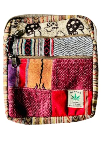 Unisex Cotton Crossbody Bag Hippie Patchwork 5 Pockets Passport Documents Shoulder Bag Eco-friendly - Handmade In Mt. Everest Country Nepal