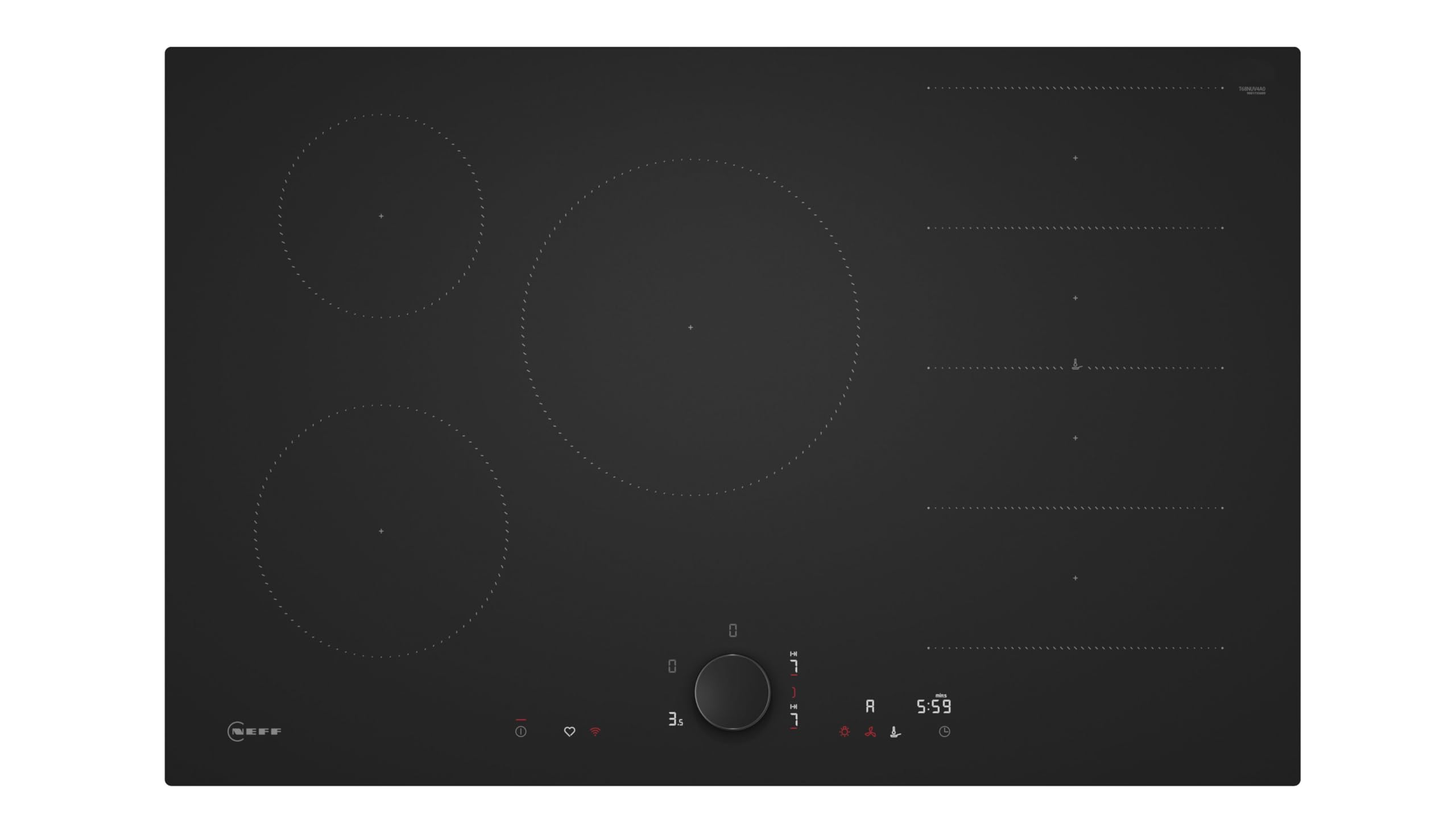 NEFF N 90 Induktionskochfeld 80 cm, T68NUV4A0, Flex Induction, Twist Pad, Bratsensor 70 °C bis 220 °C, Favoriten-Taste, Power Boost, Home Connect, Rahmenlos aufliegend, Matt Black Design