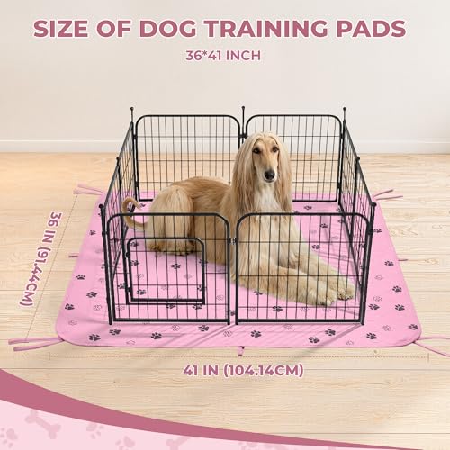 Image of Fostanfly Washable Pee Pads for Dogs, 2 Pack Large 36 inchx41 inch Ultra-Absorbent and Leak-Proof Non-Slip Reusable Potty Training Pads for Dogs, Cats, Puppy, Potty of Add 8 Lanyards, Pink