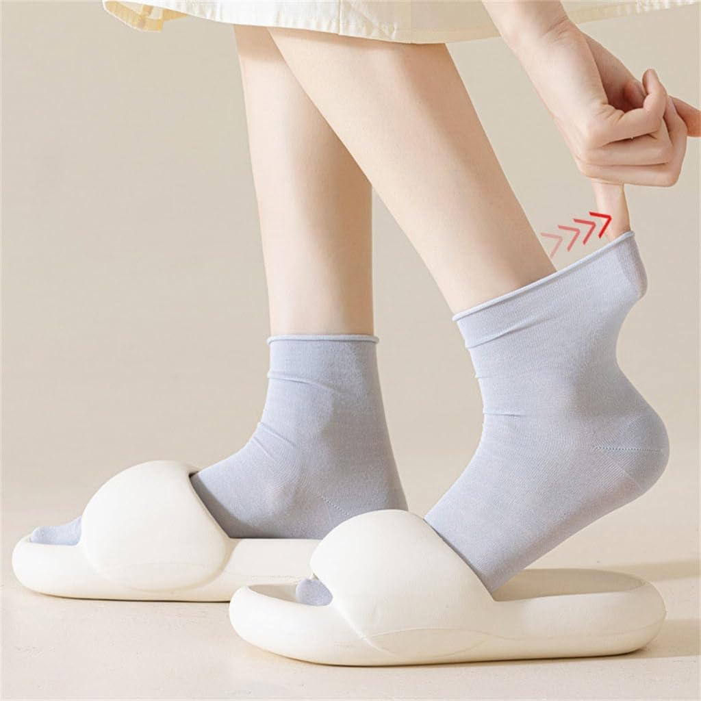 Curled and Loose Mouthed Mid Length Socks Lightweight and Non Legging