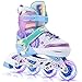 NEMONE Mermaid Inline Skates, 4 Sizes Adjustable Skates for Girls Kids with Light up Wheels, Indoor Beginner Outdoor for Kids Ages 4-6 5-8 6-12 8-12