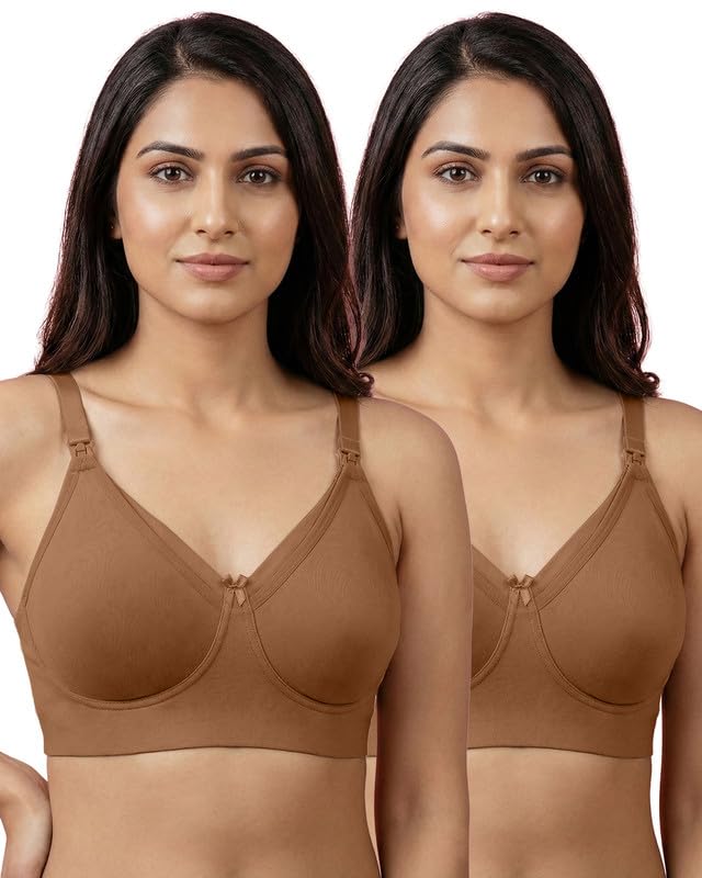 Cotton Non-Padded Bonded Nursing Bra | Full Coverage | Non-Padded | Breathable Cotton | Wire-Free | No Elastic at Bottom Band and Side Wings | Pack of 2|-image-10