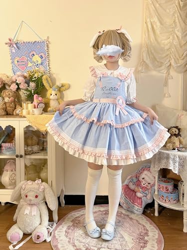 Sweet Lolita Bunny Rabbit Ear Bow Blouse for Girls Students Cute Ruffled Short Sleeve Shirt Top Shirts4