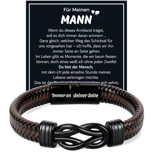 Helixor Geschenke für Männer Armband Herren Leder - Geschenk für Ihn Valentinstag, Lederarmband mit Gravur, Personalisierte Lustige Geburtstagsgeschenk Gifts Geburtstag Hochzeitstag für Mann Ehemann