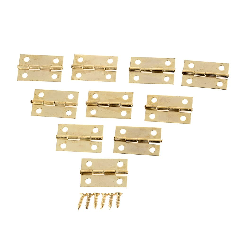 Nvsfzgiyg Bronze Door Hinges 10Pcs Antique Gold Furniture Cabinet Drawer Butt Hinge Decorative For Jewelry Box With Screws 2416Mm(Bronze)