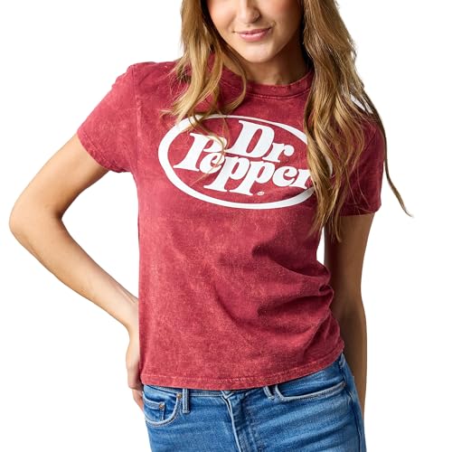 Dr Pepper Logo Women’s Red Mineral Wash Crew Neck Short Sleeve T-Shirt2