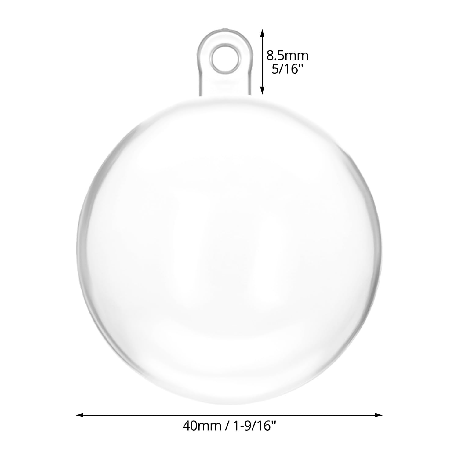 QWORK 25 sztuk przezroczystych bombek z tworzywa sztucznego, Ø 4 cm, plastikowe bombki do napełniania