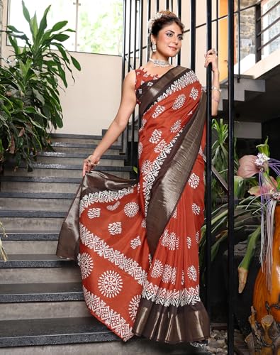 Image of Yashika Women's Dola jacquard Saree| Lightweight Digital Graphic Printed Saree for Women with Unstitched Blouse Piece