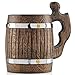 Grande boccale da birra in legno di rovere, realizzato a mano con incredibile capacità artigianale e lavorazione di qualità, rivestito in metallo, robusto, di lunga durata