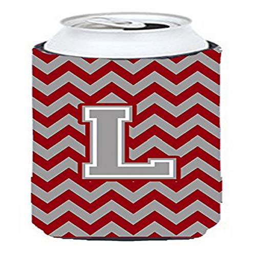 Caroline's Treasures CJ1043-LTBC Letter L Chevron Crimson and Grey Tall Boy Hugger Can Cooler Sleeve Hugger Machine Washable Drink Sleeve Hugger Collapsible Insulator Beverage Insulated Holder