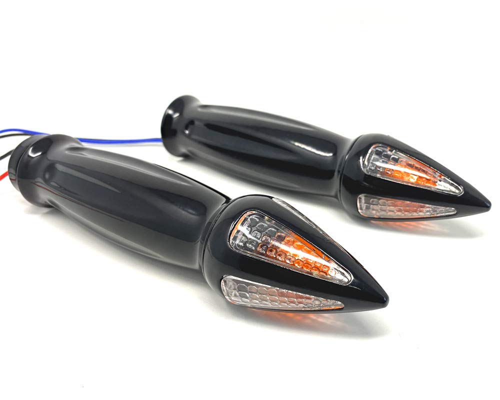 Poignées de Moto avec Clignotants Intégré pour Guidon de 25mm | Custom Roadster Cruiser Chopper Bobber
