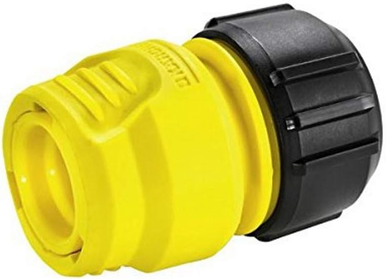 Hose coupling entry with label, multicolour