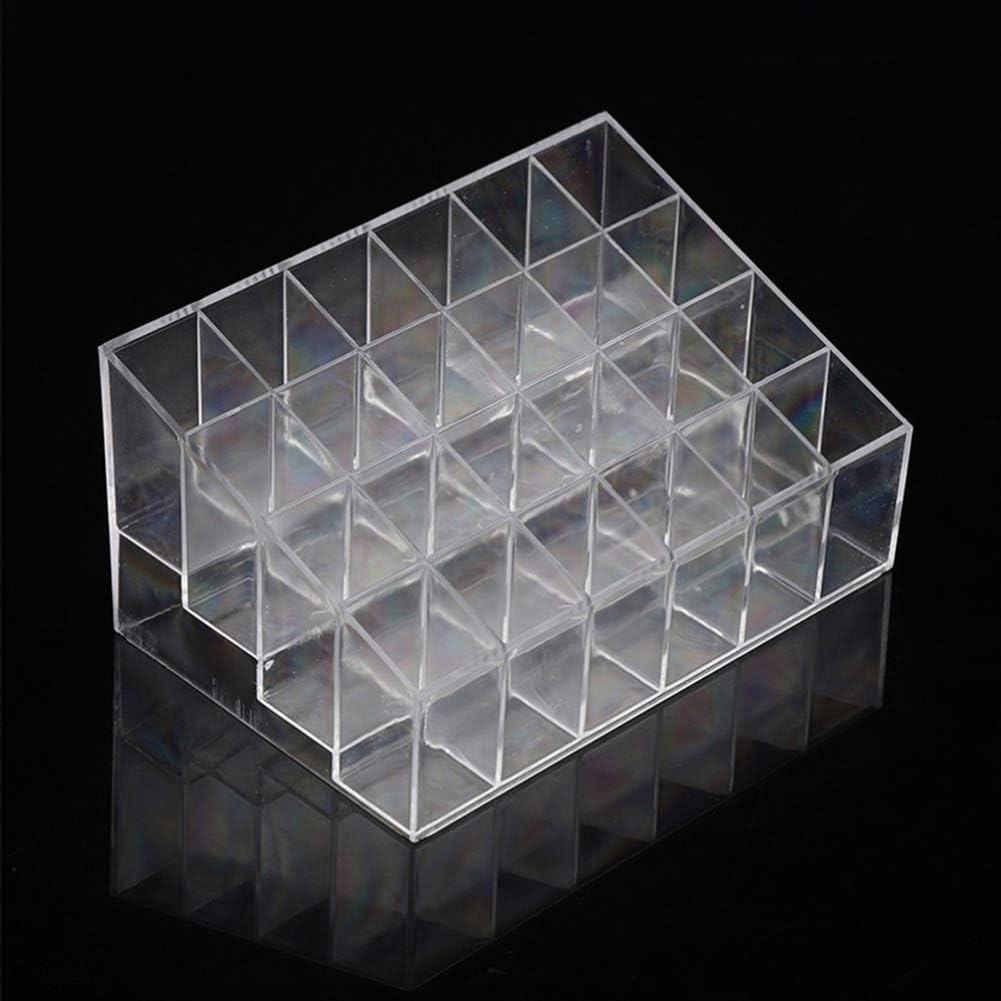NYALKARAN Cosmetics Lipstick Lip Gloss Nail Polish Organizer 24 Grid Squares Holder Stand(Plastic), Transparent