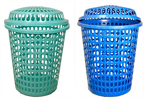 Image of Durable Unbreakable 50 L 2 Laundry Basket with Lid, Cap (Royal Blue, Royal Green)