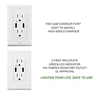 Vista 4 de LEOD 4.2A 5V Smart High Speed 2 USB Cargador de pared con 2 tipos de placas de pared libres (estándar y sin tornillos incluidos), receptáculo USB