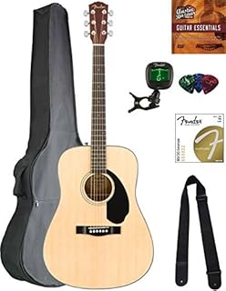 Fender CD-60S Solid Top Dreadnought Acoustic Guitar - Natural Bundle with Gig Bag