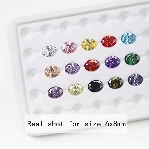 JINGANGZUO 15pcs 10x12mm Oval Shape Cubic Zirconia Stone Mix 15 Colors 5A Loose CZ Synthetic Gemstone for Jewelry Making 1pcs each color by JINGANGZUO - Image 6