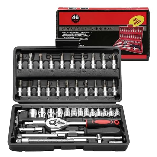 Socket Wrench Set, Total 46 Pcs Socket Wrench with Extension Bar & Bit Socket Set Metric, 1/4 Inch Drive Socket Ratchet Wrench Kit
