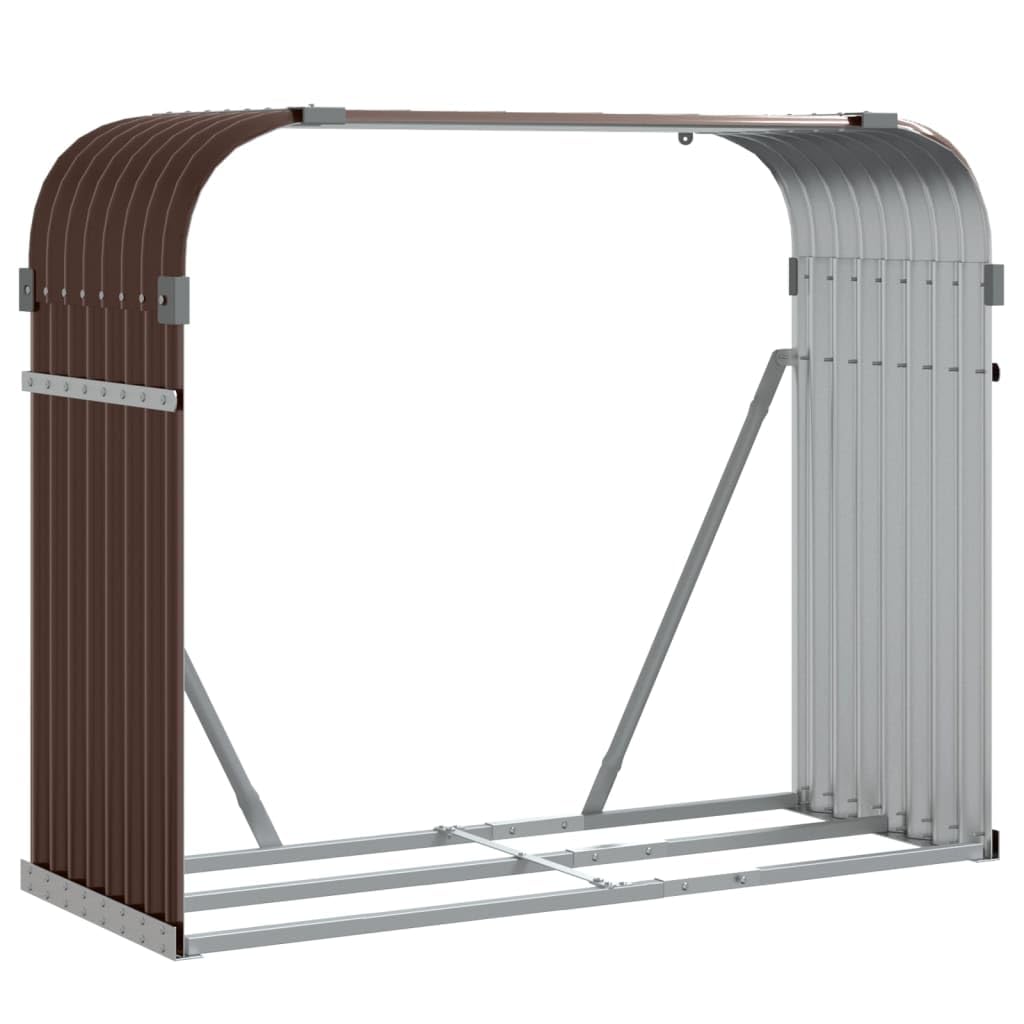 VIDAXL Galvanised Steel Firewood Log Holder 100 x 120 x 45cm Brown