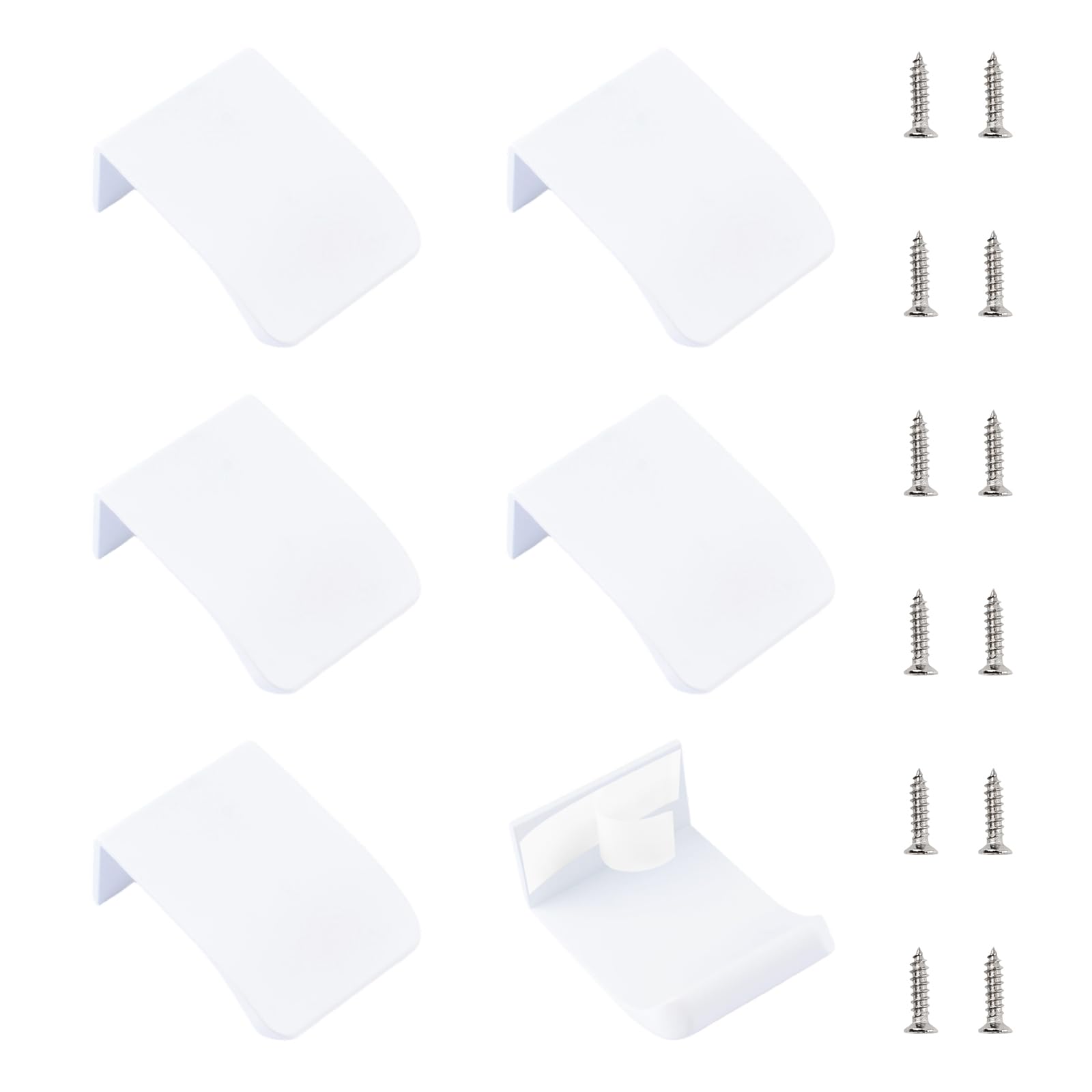 MOROBOR 6 Pack Finger Edge Pull, Self-Stick Instant Cabinet Drawer Pull Concealed Handles Modern Style Handle for Cabinet Hardware Drawer Wardrobe, 30mm/White