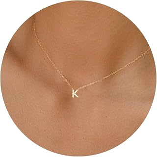 Cute Gold Initial Necklaces for Teen Girls,Dainty Gold Letter Necklace 14K Gold Plated Minimalist Initial Name Necklace Simple Personalized Initial Pendant Necklace Trendy Gold Jewelry Gifts