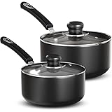 Exceptional versatility: Nonstick cooking pots are perfect for everyday meals; ideal for both quick dinners and elaborate dishes; includes 1 quart and 2 quart sizes for various cooking needs; comes as a 2 piece set with lids for convenience Effortles...