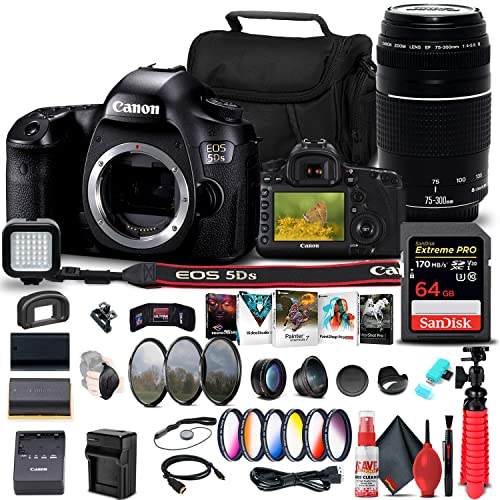 Cámara Canon EOS 5DS DSLR con lente EF 75-300mm y kit de filtros miniatura 1