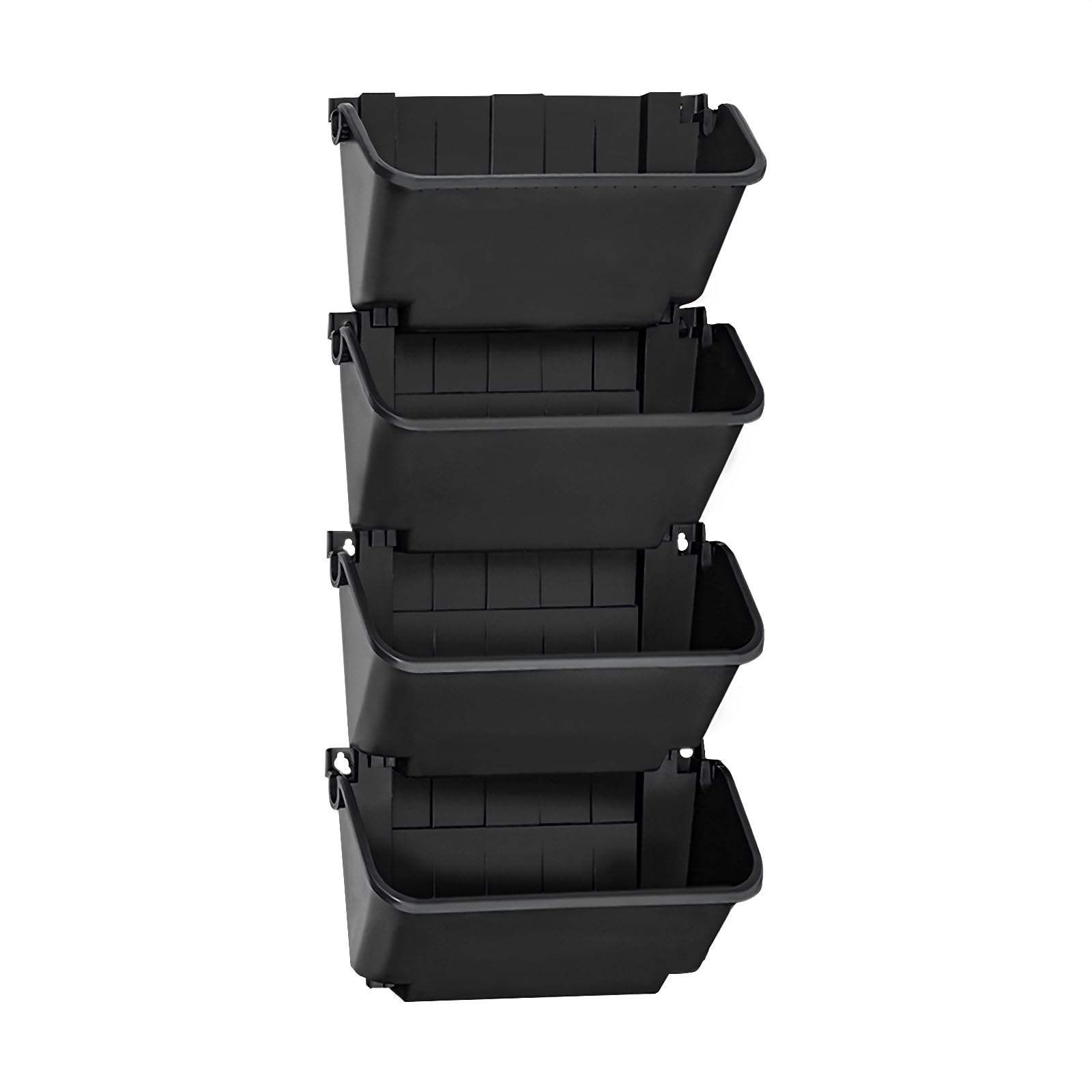 Bolsas para plantas colgantes, pared vertical para plantas de jardín con 4 jardineras, rectangulares para pared, macetas colgantes para verduras, flores, balcones, vallas, patios (negro)