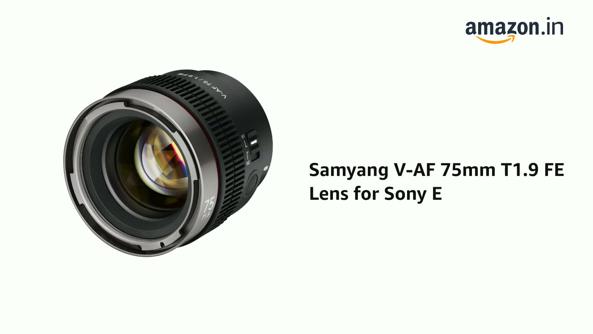 SAMYANG V-AF 75mm T1.9 FE ソニー Eマウント サムヤン Samyang V-AF 75mm T1.9 FE Lens for Sony E (Black) : Amazon.in