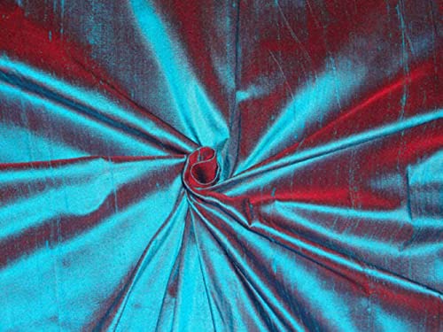 Tissu Dupion pure soie rouge bleu 137cm au mètre pour robe de mariée et costume de cérémonie