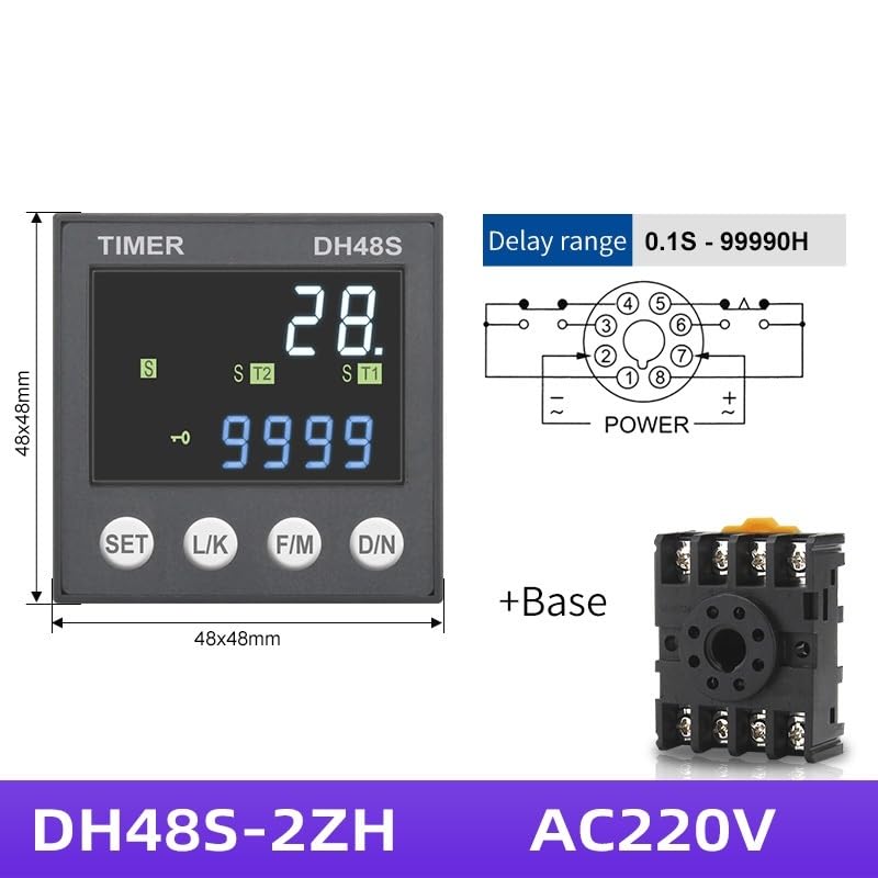 DH48S-2ZH AC220V DH48S Relè temporizzato digitale di precisione Ciclo programmabile con base presa