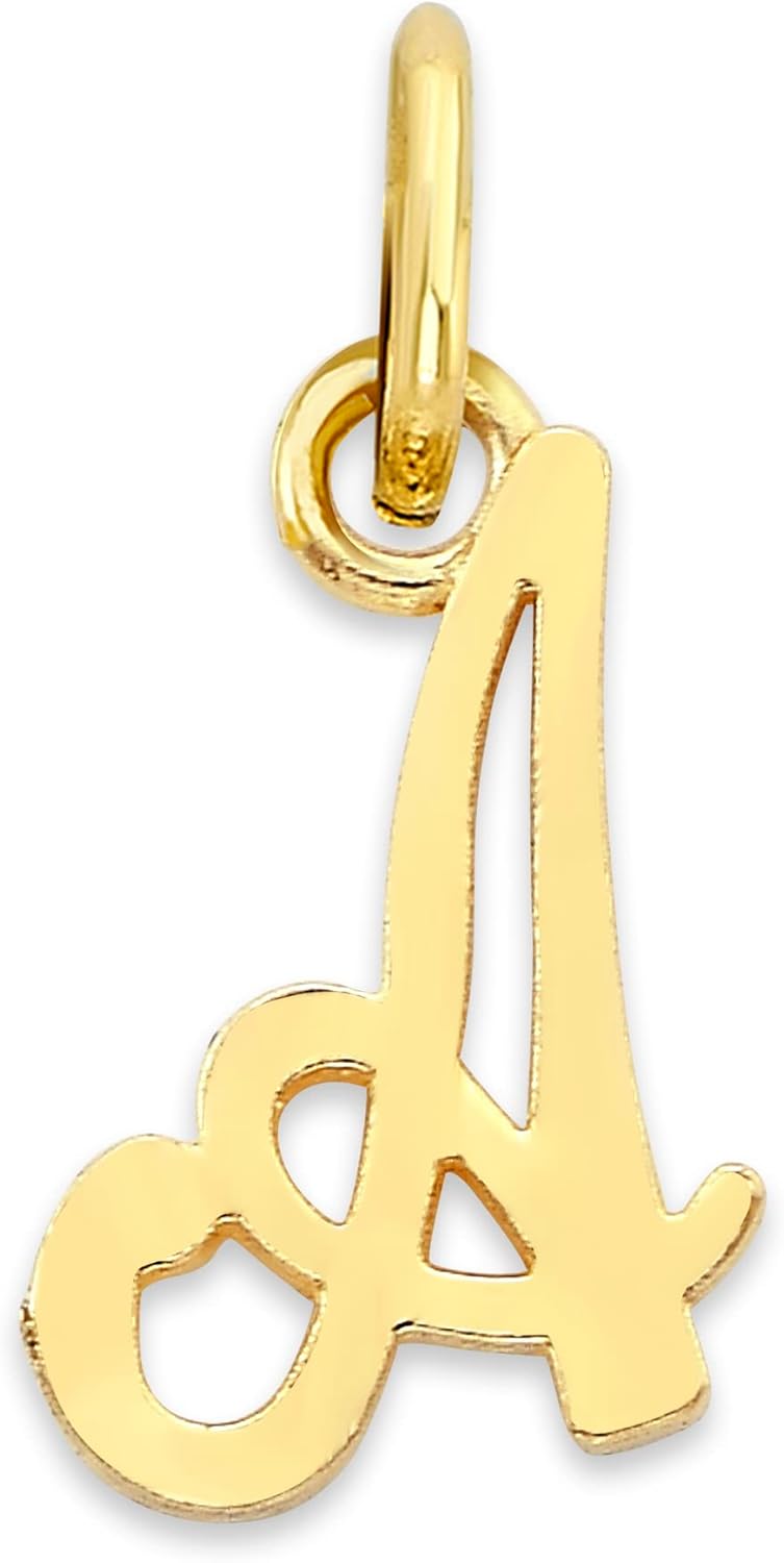 Solid 14k Gold Initial Charm Available in A-Z, Tiny Cute Letter Jewelry