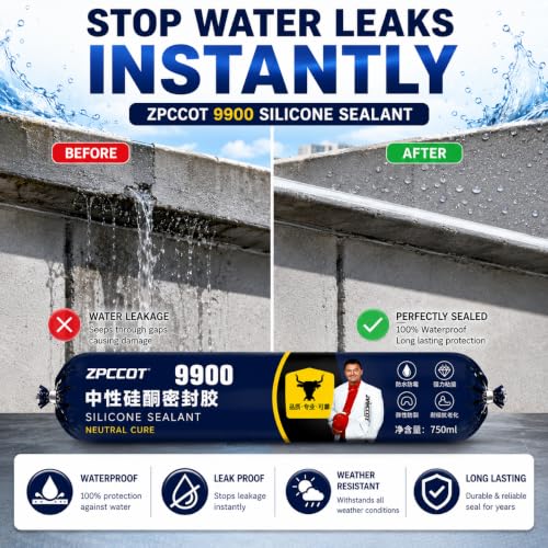 Image of Waterproof Silicone Sealant 750g, Roof Leakage Repair Adhesive, Crack Filling & Joint Sealing Caulk, Weather Resistant for Concrete, Cement, Metal, Tiles, Water Tanks, Indoor & Outdoor
